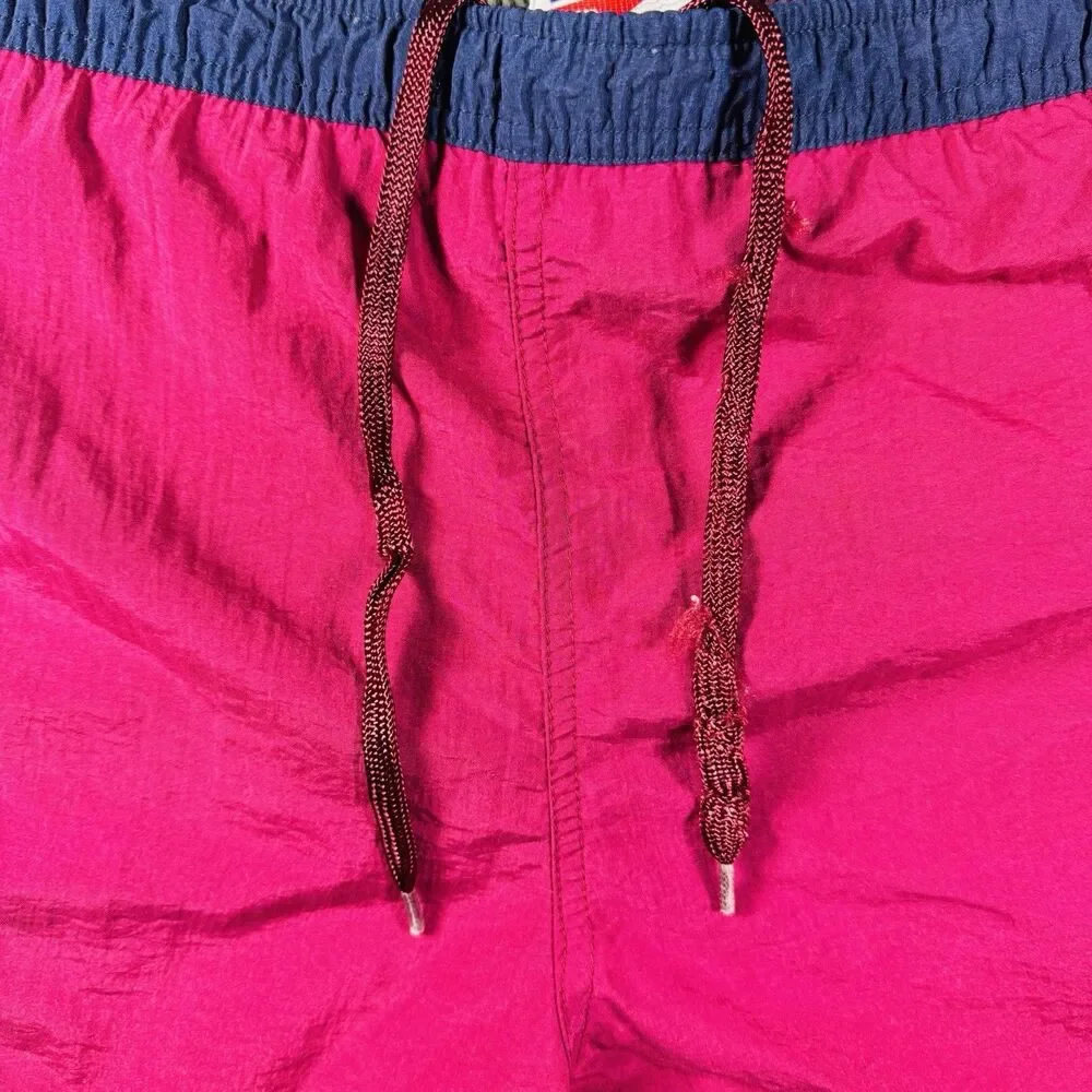 Vintage 90s Speedo Spell Out Swim Trunks Men's Colorblock Pink Navy Shorts Retro